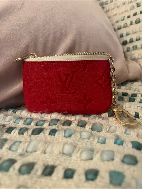 None Handbags - INSPIRED Red Embossed Coin Pouch with Gold Chain